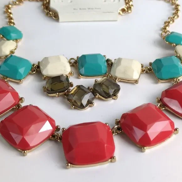 Mia Collection by Kim Min Sun Layered Faceted Beaded Chain Necklace NWT - Picture 4 of 5